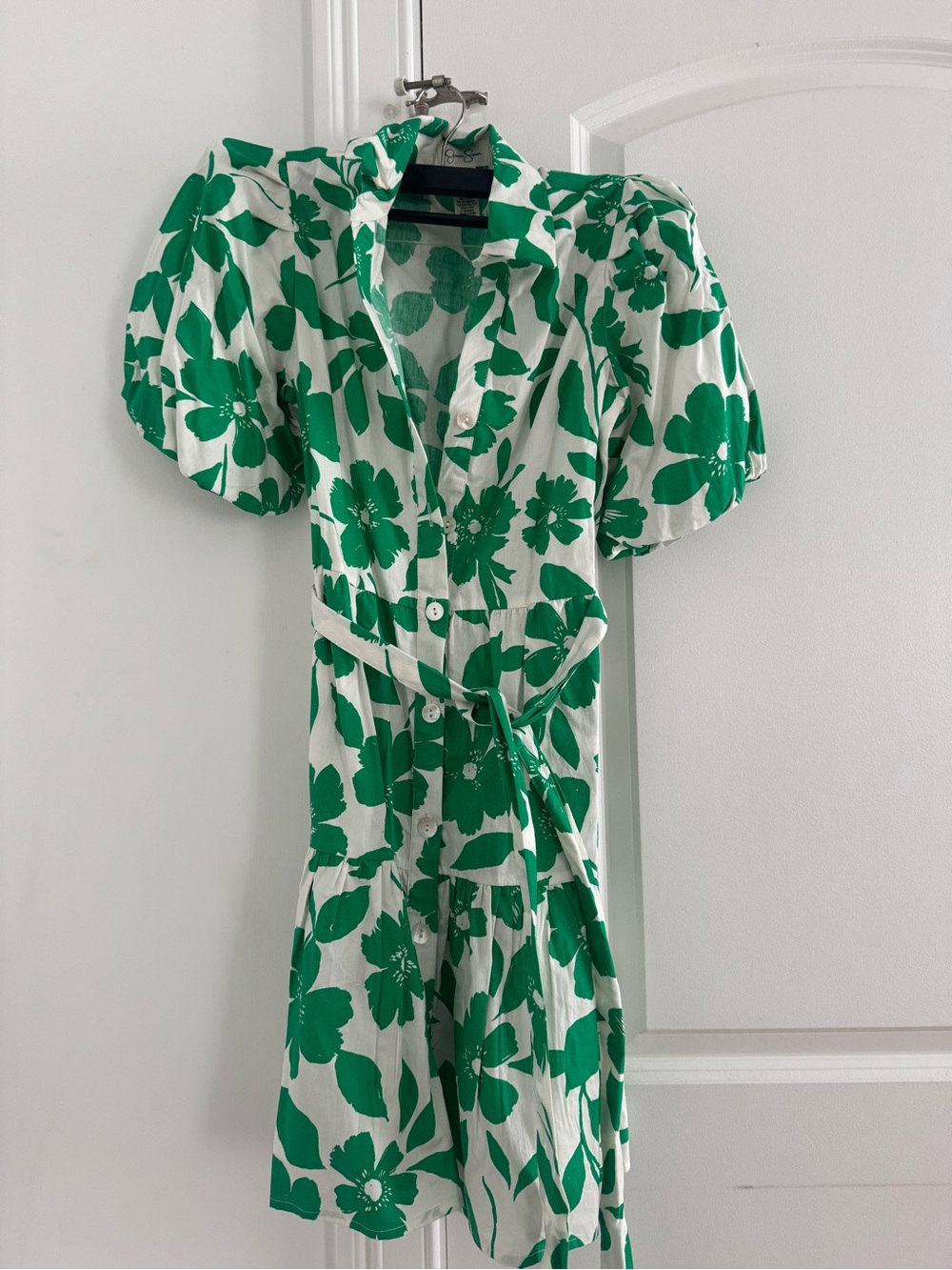 Jessica Simpson green Floral Button-Front Women’s Dress with Tie waist